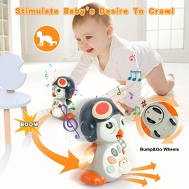 Musical Penguin Toys, Early Learning Educational Toy with Light and Sound, Touch and Go Crawling, Interactive Dancing, Singing Early Learning Toy, for 1 2 3 Year Old Toddler, Boy Girl's Birthday Gift