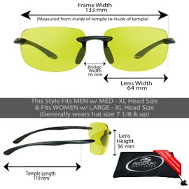 proSPORT BIFOCAL Sunglasses Yellow Tinted +1.50 Black Frame Night Driving Riding