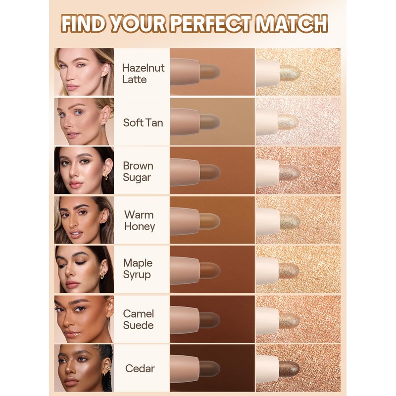 SHEGLAM 2-in-1 Contour & Highlight Stick Cream Waterproof Contour Stick-Hazelnut