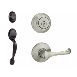 Kwikset Dakota Venetian Bronze Handleset w/ Dorian Brushed Nickel Inside Lever