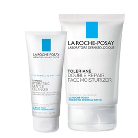 La Roche-Posay Double Repair Moisturizer Full Size with Travel Size Mini Toleriane Hydrating Gentle Cleanser