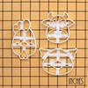 BAKERLOGY Set of 3 Farm Animals Cookie Cutters (Design: Happy