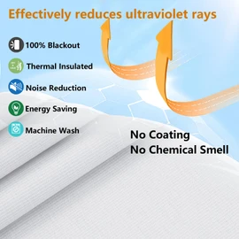 Simplebrand 100% Blackout Curtain Liner for Bedroom, Thermal Insulated Blackout Liners for 63 Inch Behind Curtains, 2 Liners Per Set with 14 Pieces Rings, Each 40" W x 58" L, Greyish White