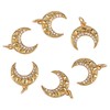 COGCHARGER 6 Pcs Brass Moon Cubic Zirconia Charm Pendants Brass