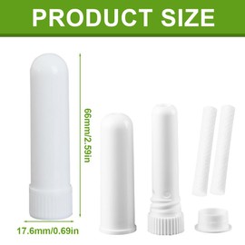 Tomedeks Nose Inhaler, 10 Pieces Essential Oil Inhaler Tubes With 10 Pieces Cotton Wicks, Refillable Nasal Inhaler Stick For Aromatic Therapy(White,A)