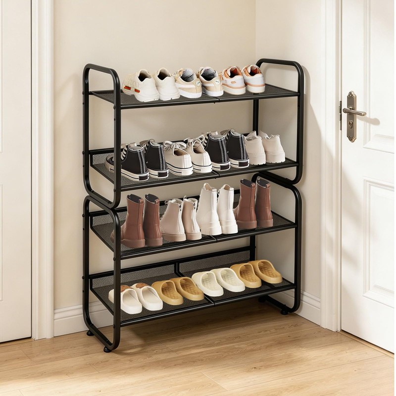 LYKENTOR 4 Tiers Metal Shoe Rack for Entryway Closet Hallway