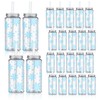 Whaline 20Pcs Winter Blue Snowflake Plastic Cups with Lids and