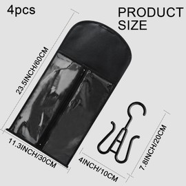 4PCS wig Hanger Hair Extension Holder Wig Storage for Multiple Wigs Bags Storage with Hanger Wig Holder Dust-proof Hair Extension Storage with Hook hair extensions, wigs & accessories (Black, 60cm)