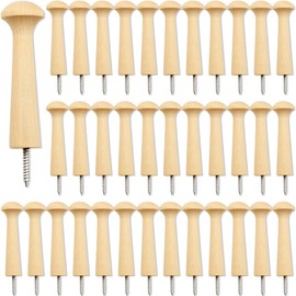 Kugliwa 36 Pcs Wooden Shaker Peg Unfinished Wood Shaker Racks Wood Peg Hooks with Screws for Hanging Clothes Hats, 3.6 Inches