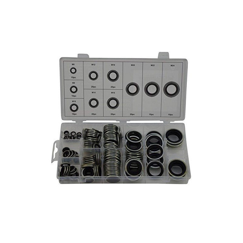 Hydraulic Sealing Rings with Rubber Lip, 150-Piece Sealing Rings Assortment