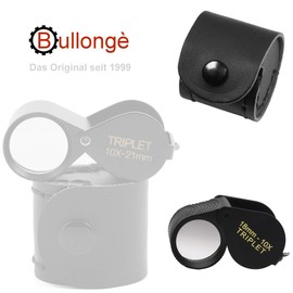 Bullongè Stun-BLACK Triplet Magnifying Glass 18 x 10 - Folding Magnifier - Pocket Magnifier