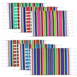 Manteles individuales de Serape mexicanos para fiestas mexicanas, decoración de bodas, fiestas, mesa de cocina, comedor al aire última intervensión, manteles de mesa de algodón tejidos a mano, 19 x 13