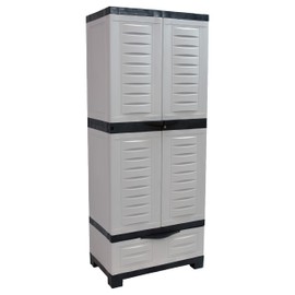Sunnydaze Lockable Storage Cabinet – Indoor or Outdoor Utility Storage Cabinet with 3 Adjustable Shelves - 57.5" H – Garage, Office, Home, Laundry Room - Gray with Charcoal Trim