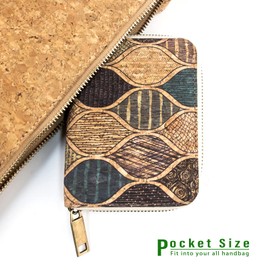 boshiho Small Wallet for Women RFID Blocking Vegan Cork Womens Zipper Wallet Compact Ladies Purse with Coin Pocket Eco-Friendly Vegan Gift (006-C)