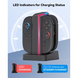 HEIYING Switch Charging Dock for Switch 2 Controller, Magnetic 4 in 1 Charging Station with LED Indicator for Charging Controllers