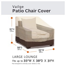 Vailge Patio Chair Covers, Lounge Deep Seat Cover, Heavy Duty and Waterproof Outdoor Lawn Patio Furniture Covers (Large, Beige & Brown)