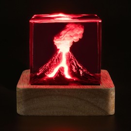 Volcano Night Lights Lava Lamp Volcano Eruption Ornament 3D Mini Lava Lamp Epoxy Resin Night Light Decorate A Room Decoration Creative Gifts for Kids Men and Women (Volcano)