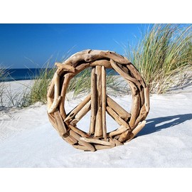FBA_1435_20 cm Driftwood Decoration with Peace Motif Wall Decoration Driftwood Sign Wooden Decoration