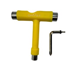 GHOST BOARDS Skate Tool All-In-One - Multi-Function Roller Skate Tool With T-Handle, Allen Key & Screwdriver for Easy Adjustments - Skate Key Fits Any Pocket- Skates Tools You’ll Always Carry - Yellow
