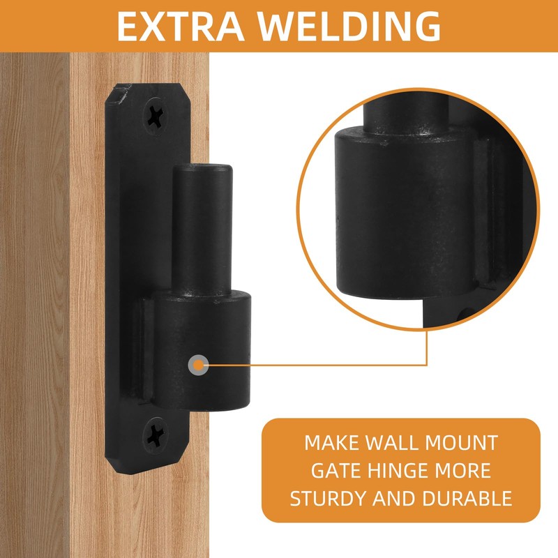 Wall Mount Gate Hinges with 5/8" Hinge Pin, Heavy Duty