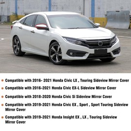 OWITAT Compatible with 2016-2021 Honda Civic Right Passenger Side Mirror Cap Cover, Side View Mirror Cover Replacement for 10th Gen Civic, 2019-2022 Insight Platinum White Pearl RH Rearview Mirror Cap