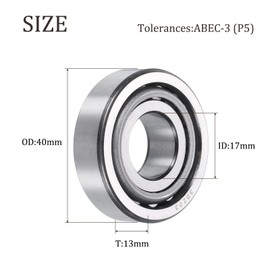 sourcing map 30203 Tapered Roller Bearing Cone and Cup, 17mm Bore x 40mm OD x 13mm Thick, Chrome Steel Taper Bearing Set, ABEC-5