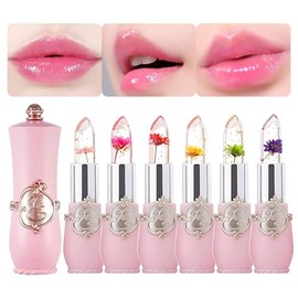 6PCS Bálsamo Labial Hidratante Transparente Labial Flor, Lápiz Labial Magic, Lápiz Labial De Gelatina De Flor, Transparente Magico Colores Que Cambian Temperatura Pintalabios