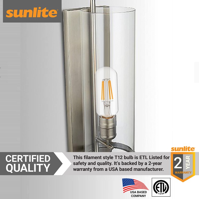 Sunlite LED Filament T12 Tubular Light Bulb, 3 Watts (40W