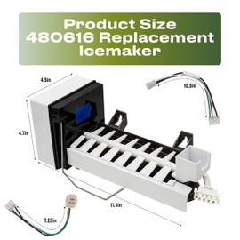 480616 Replacement Icemaker for Whirlpool 4317943 4211173 626636 4210317 4317943R 626633 8114 480617 482014 482015 482016 482017 482018 482019 482020 482394 482433 482990 625601 625603 625610 625611