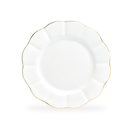 Grace's Teaware Grace Teaware 8" White Gold Scallop Fine Porcelain Dessert Plate Set of 4