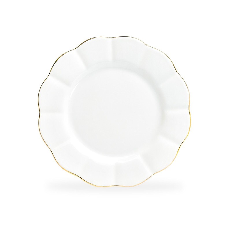 Grace's Teaware Grace Teaware 8" White Gold Scallop Fine Porcelain