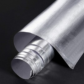 BBTO Heat Reflective Sheet Adhesive Backed Aluminized Fiberglass Heat Shield Tape Protection Barrier Resistant Material for Hose and Auto Use Insulation Sheet(24 x 48 Inch,Silver)