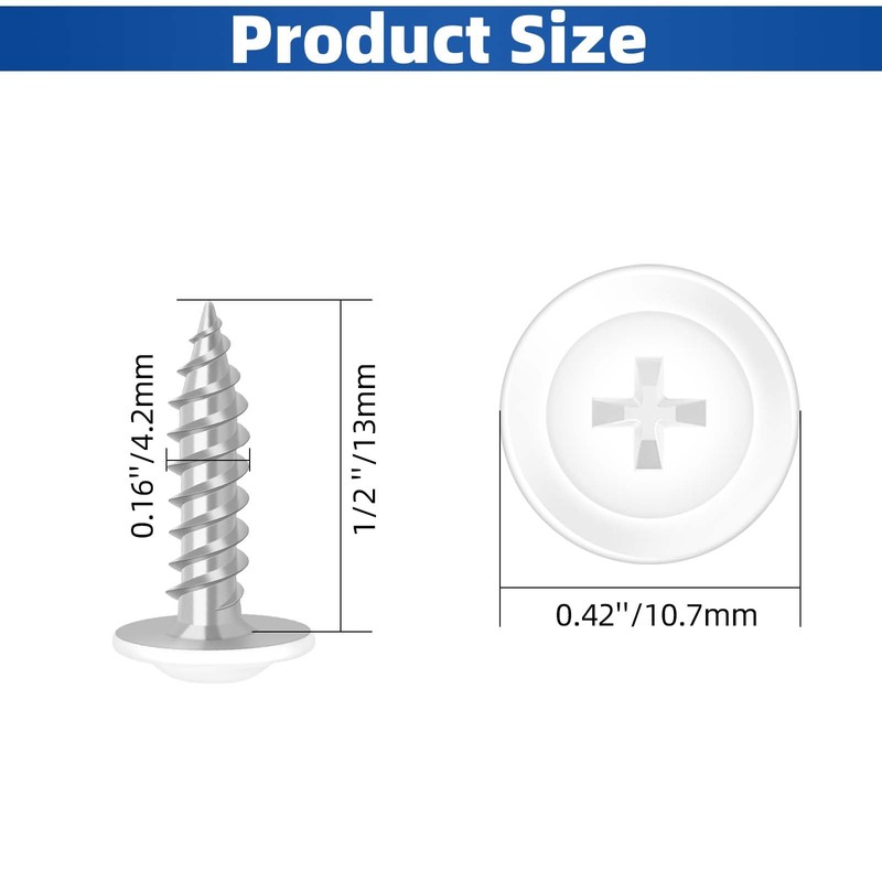 Bykonh #8 x 1/2" Modified Truss Wafer Head Wood Screws,