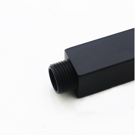 DEOLER Matte Black Shower Arm with Flange, Square, 4 Inch, Stainless Steel Ceiling Mount Square Shower Extender for Fixed Shower Head, Straight Rainfall Shower Head Arm Extension