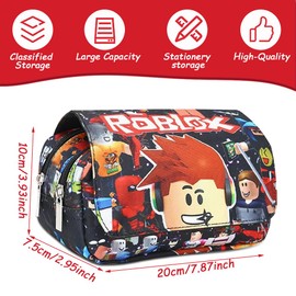 JXBBAAC Robllox Pencil Case, Robllox Pencil Case Cartoon Zips Pencil Case Large Capacity Pencil Case Pencil Bag Pencil Bag School Pencil Case Organiser for Office School, black, Backpack