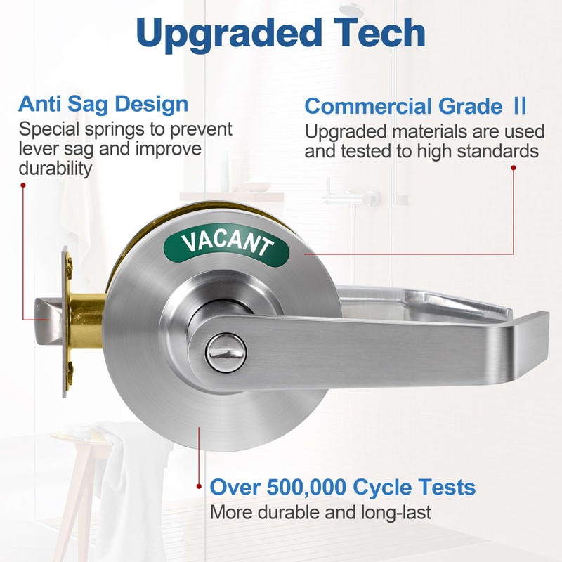 Commercial Grade Bathroom Door Lock-Privacy Indicator Lock Vacant or in-Use,