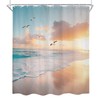 Cinbloo Beach Shower Curtain 60Wx72H Pink Blue Summer Ocean Coastal