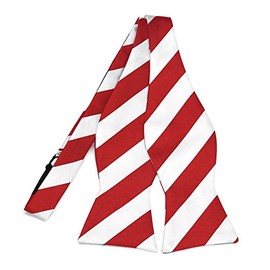 tiemart Striped Self-Tie Bow Tie (Red and White)