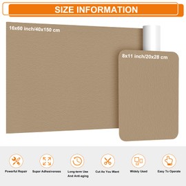 Cahomo Self-Adhesive Leather Repair Patches,8x11 inch Leather Tape for Couches,Vinyl Repair Kit for Furniture,Drivers Car Seats,Handbags,Jackets Dark Beige