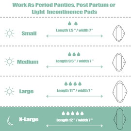 wegreeco Almohadillas sanitarias reutilizables de bambú – Almohadillas sanitarias de tela | Almohadillas de incontinencia ligeras | Almohadillas menstruales reutilizables – Paquete de 6 almohadillas, 1 mini bolsa húmeda de tela (negro, encaje gris, peque