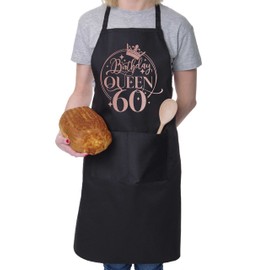 Print4U Birthday Queen 60 Ladies Apron 60th Birthday Gift Cooking Baking Blue
