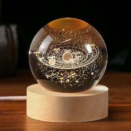 IFOLAINA 3D Solar System Crystal Ball 60mm Universe Gifts with Laser Engraved Model Astronomy Decor and Gift for Kids, Physics Enthusiasts, and Space Model Collectors