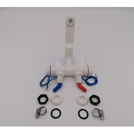 CR-MOESANCO White Compact Mixer Tap + Stainless Steel Clamp for Caravan or Motorhome