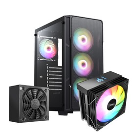 RAIDMAX Vector V Series Gaming Case with 4 Pre-Installed Static RGB Fans, ATX Mid Tower Case, Airflow Gaming PC, Tempered Glass (V212BK+700W+AIR Cooler)