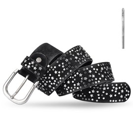 Dokeno Damen Gürtel Stern Nieten Ledergürtel Breiter Nietengürtel für Jeans Hosen, kürzbar, Leder Jeansgürtel
