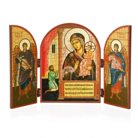 NKlaus Mother of God unexpected joy icon triptych wood 25 x 16 cm Christian 13875