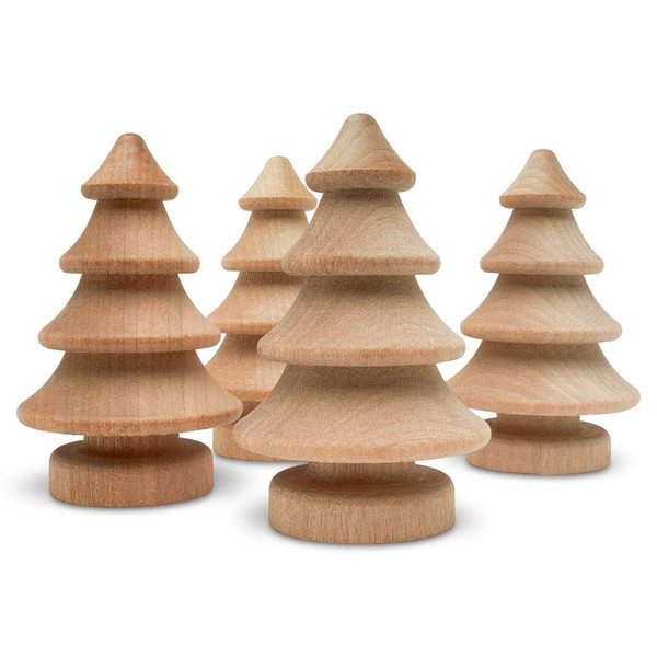 Mini Wooden Christmas Tree 2-3/4 inch, Pack of 50 Unfinished