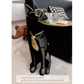 Emppgs Beautiful and Elegant Decorative Pieces for Home, Dog Side Table with Tray and Storage，Dog 3D Sculpture Coffee Table Unique Home Decor(Black)