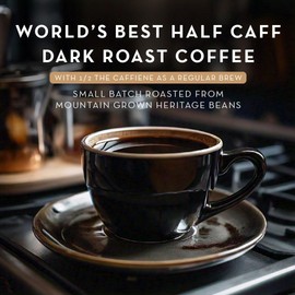 World's Best Half Caff Dark Roast Coffee 18ct. Solar Energy Produced Recyclable Single Serve Dark Roast Coffee Pods - 100% Arabica Coffee California Roasted, KCup Compatible