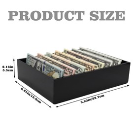 Large Money Box for Cash, Acrylic Cash Organizer with 8 Compartment and Silicone Dots on the Bottom, Transparent Money Holder for Board Games, Money Organizer for Cash